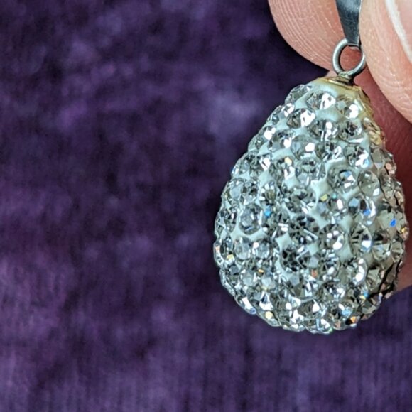 925 Sterling Silver Teardrop Pendant With Sparkly Crystals - Picture 2 of 7